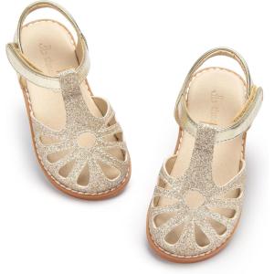 THEE BRON Toddler Girls Closed Toe Sweet Retro Cutout Sandals – Princess Summer Shoes(Aa396-maple Brown)