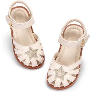 THEE BRON Toddler Girls Closed Toe Sweet Retro Cutout Sandals – Princess Summer Shoes(Aa532-creamy Apricot)