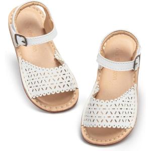 THEE BRON Toddler Girls Gladiator Sandals – Cushioned Comfy Shoes for Princess Summer Play(Aa538-celestial White)