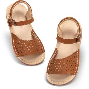 THEE BRON Toddler Girls Gladiator Sandals – Cushioned Comfy Shoes for Princess Summer Play(Aa538-chestnut Brown)