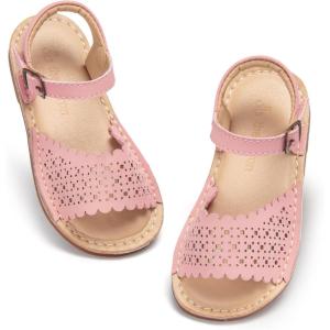 THEE BRON Toddler Girls Gladiator Sandals – Cushioned Comfy Shoes for Princess Summer Play(Aa540-blush Pink)