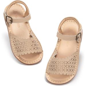 THEE BRON Toddler Girls Gladiator Sandals – Cushioned Comfy Shoes for Princess Summer Play(Aa540-vanilla Beige)