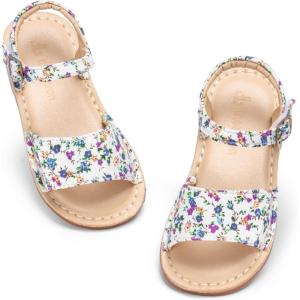 THEE BRON Toddler Girls Gladiator Sandals – Cushioned Comfy Shoes for Princess Summer Play(Aa558-floral Purple)