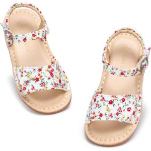 THEE BRON Toddler Girls Gladiator Sandals – Cushioned Comfy Shoes for Princess Summer Play(Aa558-floral Red)