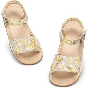 THEE BRON Toddler Girls Gladiator Sandals – Cushioned Comfy Shoes for Princess Summer Play(Aa558-grape Yellow)