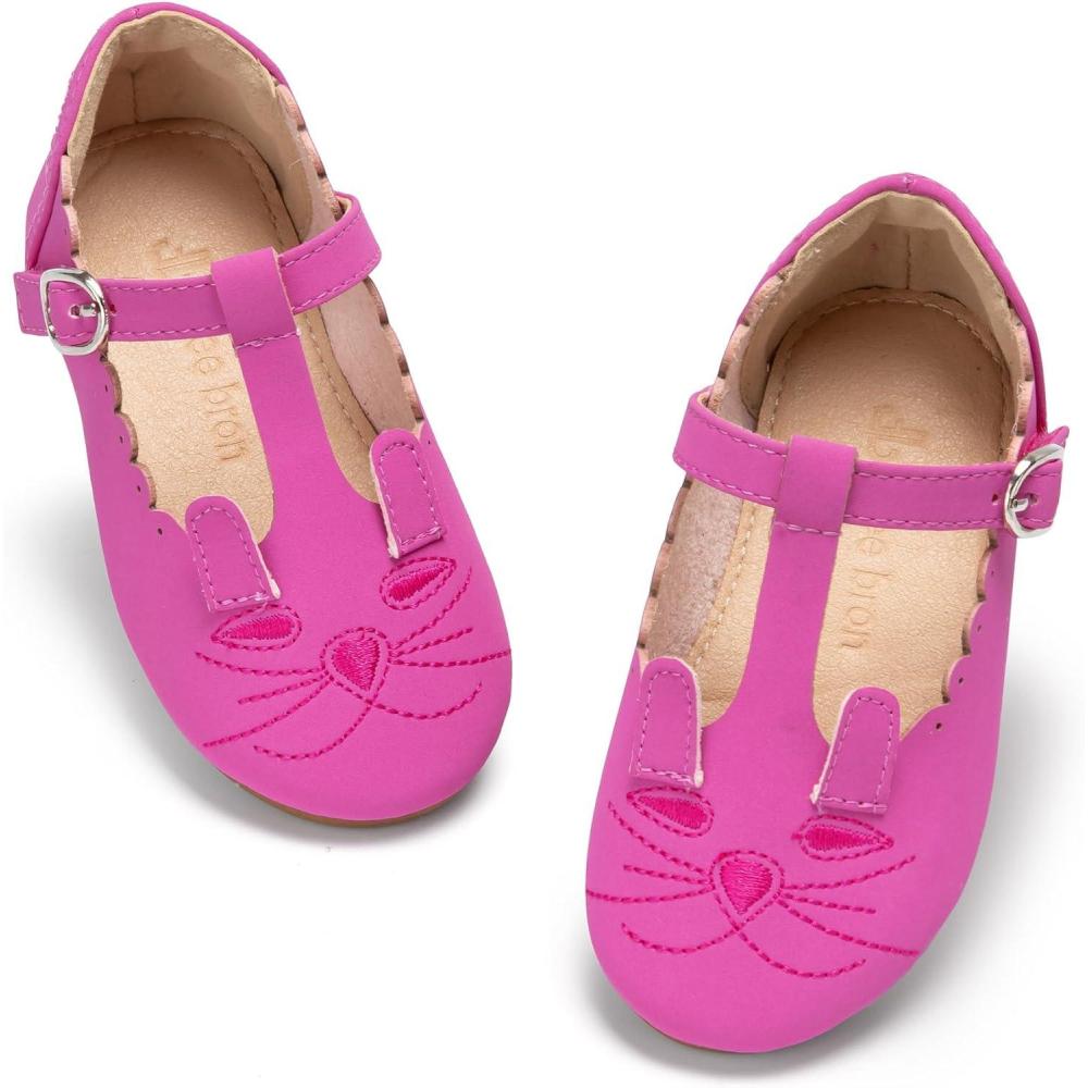 imageTHEE BRON Girls TStrap Flats ToddlerLittle Kid Ballet Mary Jane Party Dress ShoesAf518candy Magenta