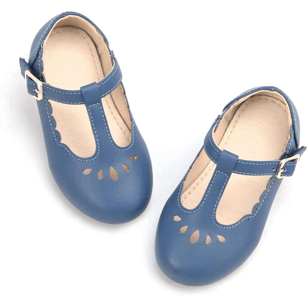 imageTHEE BRON Girls TStrap Flats ToddlerLittle Kid Ballet Mary Jane Party Dress ShoesAg227cornflower Blue