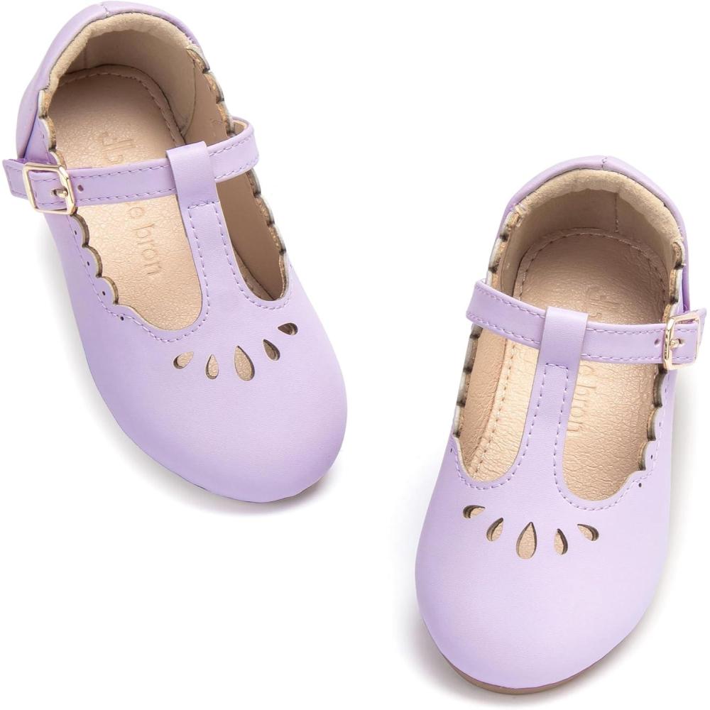 imageTHEE BRON Girls TStrap Flats ToddlerLittle Kid Ballet Mary Jane Party Dress ShoesAg227lavender Purple