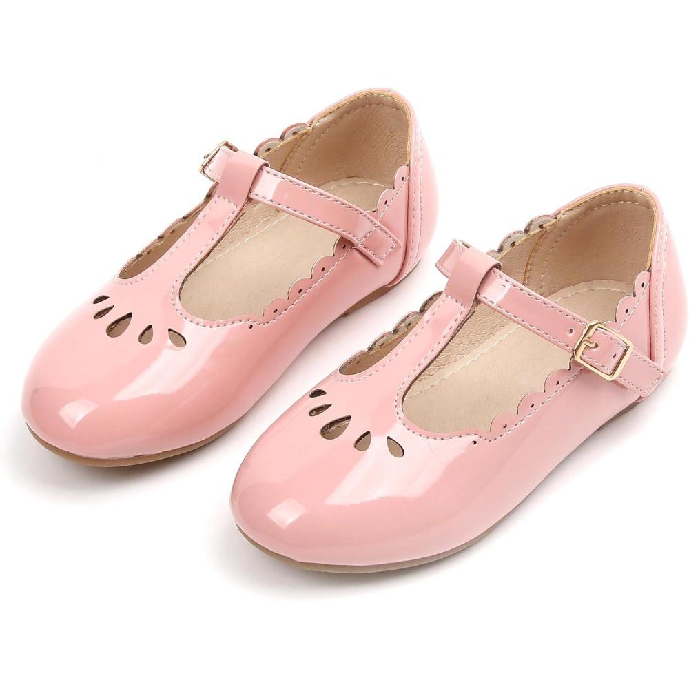 imageTHEE BRON Girls TStrap Flats ToddlerLittle Kid Ballet Mary Jane Party Dress ShoesAx312pearl Pink