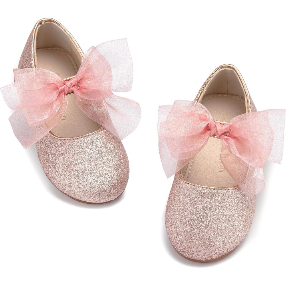 imageTHEE BRON Mary Jane Ballet Flats  Girls Dress Shoes with Hook ampamp Loop ClosureAf480blush Stardust