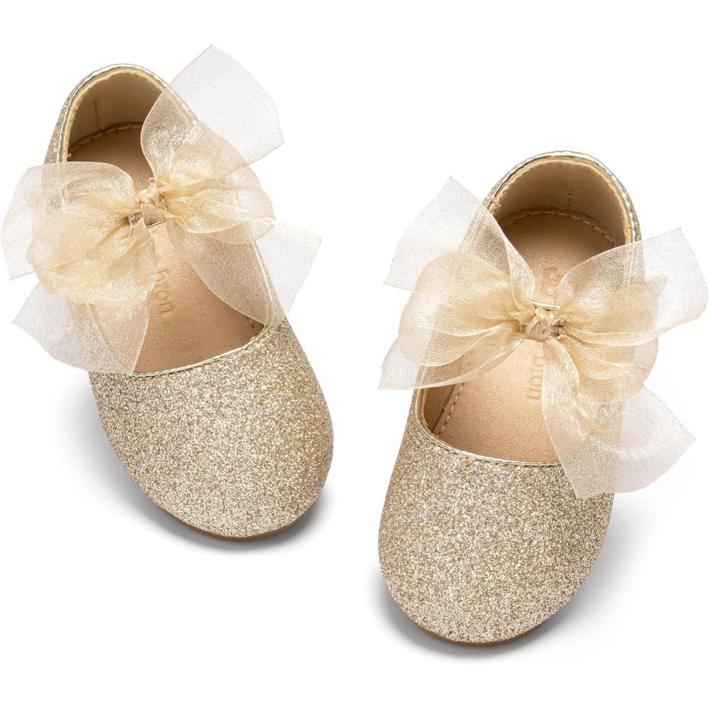 imageTHEE BRON Mary Jane Ballet Flats  Girls Dress Shoes with Hook ampamp Loop ClosureAf480golden Honey