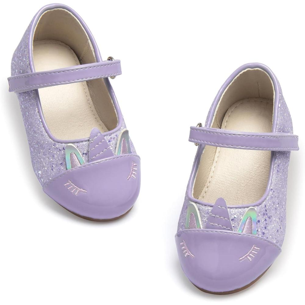 imageTHEE BRON Mary Jane Ballet Flats  Girls Dress Shoes with Hook ampamp Loop ClosureAf486lavender Purple