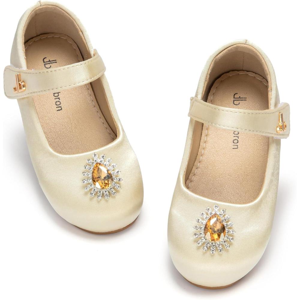 imageTHEE BRON Mary Jane Ballet Flats  Girls Dress Shoes with Hook ampamp Loop ClosureAf524crystal Dunes