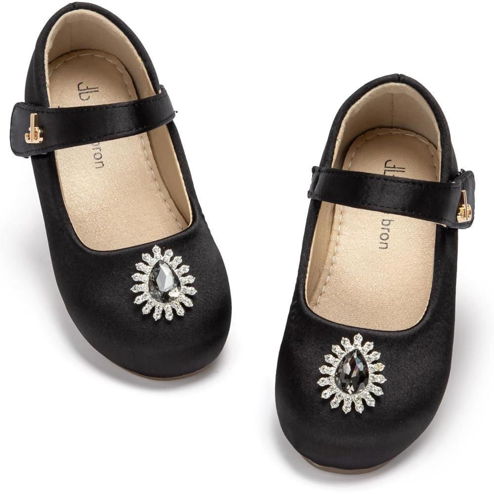 imageTHEE BRON Mary Jane Ballet Flats  Girls Dress Shoes with Hook ampamp Loop ClosureAf524midnight Black