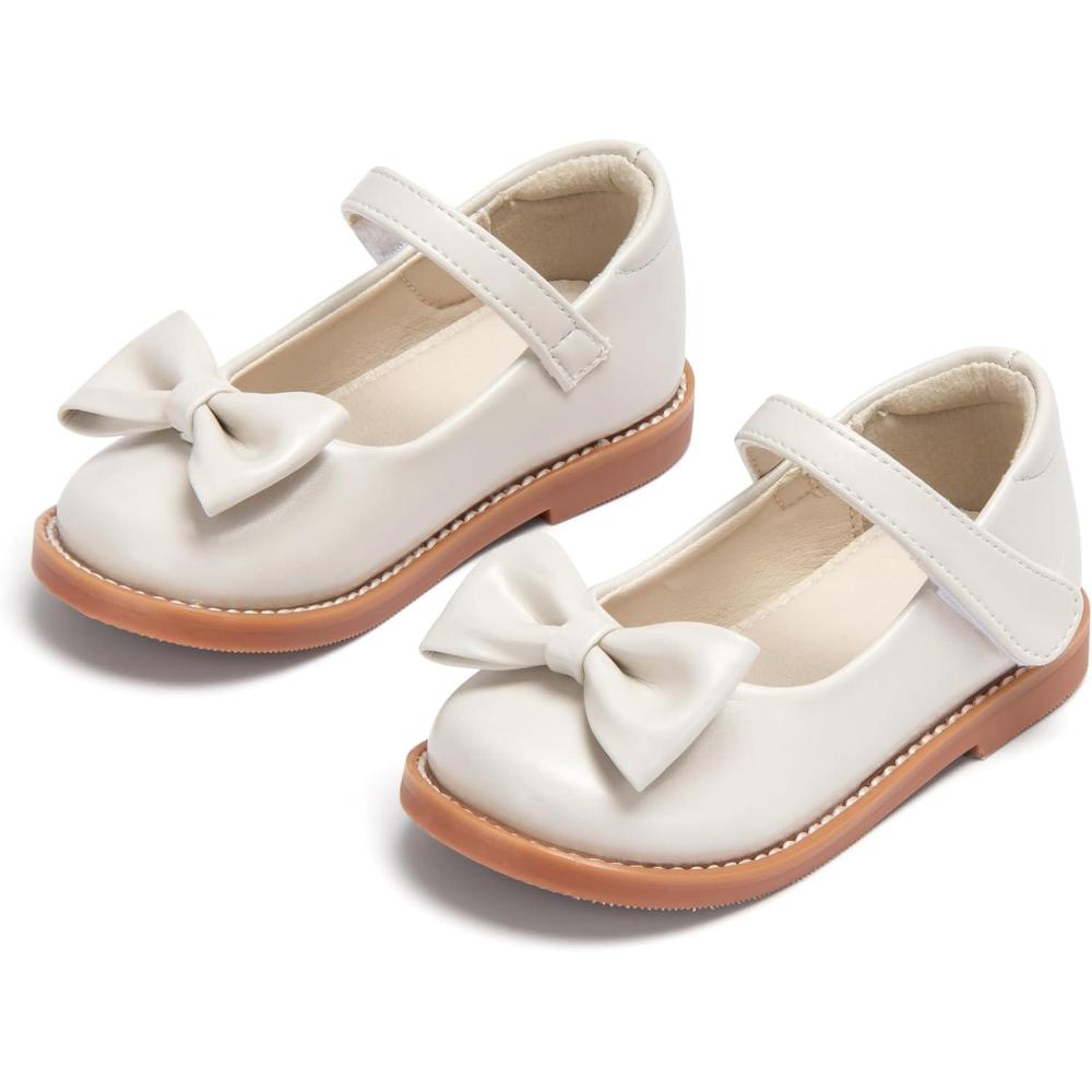 imageTHEE BRON Toddler Girls Mary Jane Shoes Enchanting Retro Etched Bloom OxfordsAx302buttercream Bow Apricot
