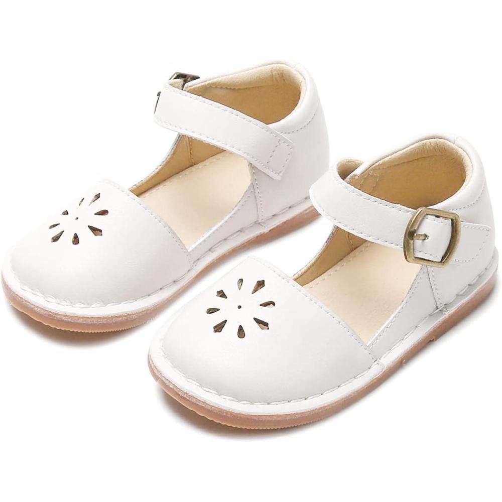 imageTHEE BRON Toddler Girls Mary Jane Shoes Enchanting Retro Etched Bloom OxfordsAx320white