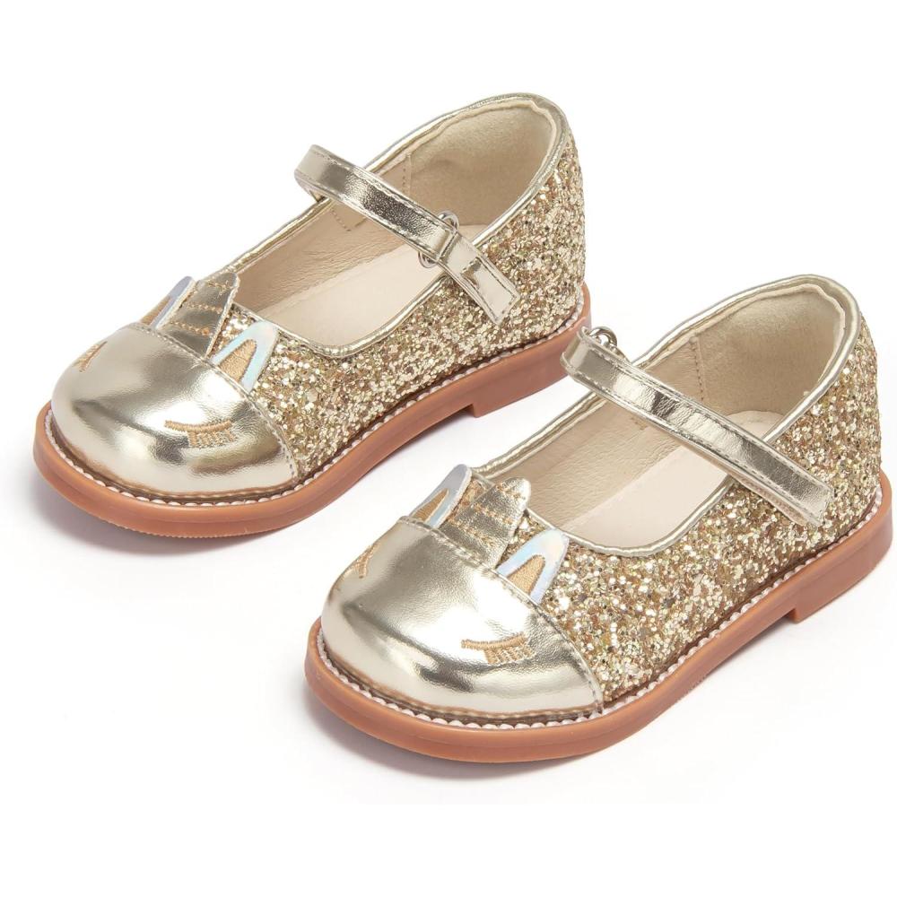 imageTHEE BRON Toddler Girls Mary Jane Shoes Enchanting Retro Etched Bloom OxfordsAx412aurora Gold