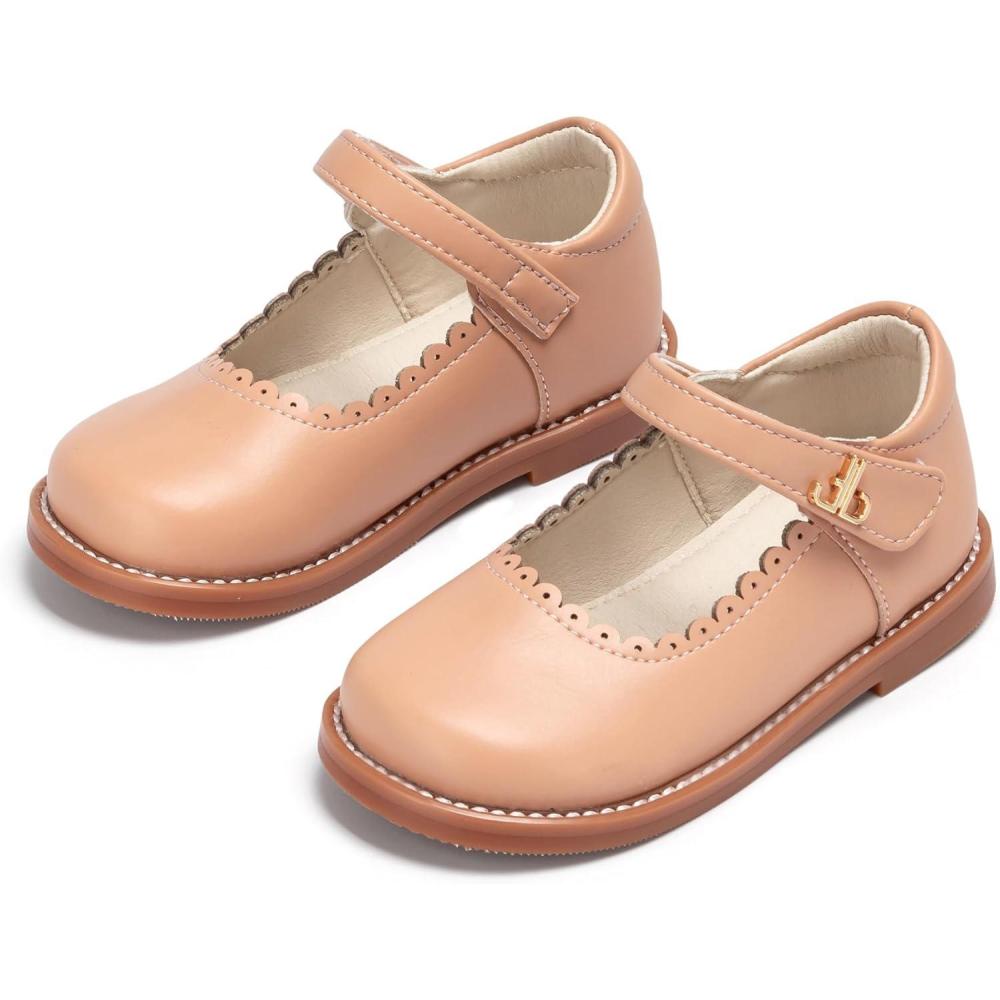 imageTHEE BRON Toddler Girls Mary Jane Shoes Enchanting Retro Etched Bloom OxfordsAx506almond Nude