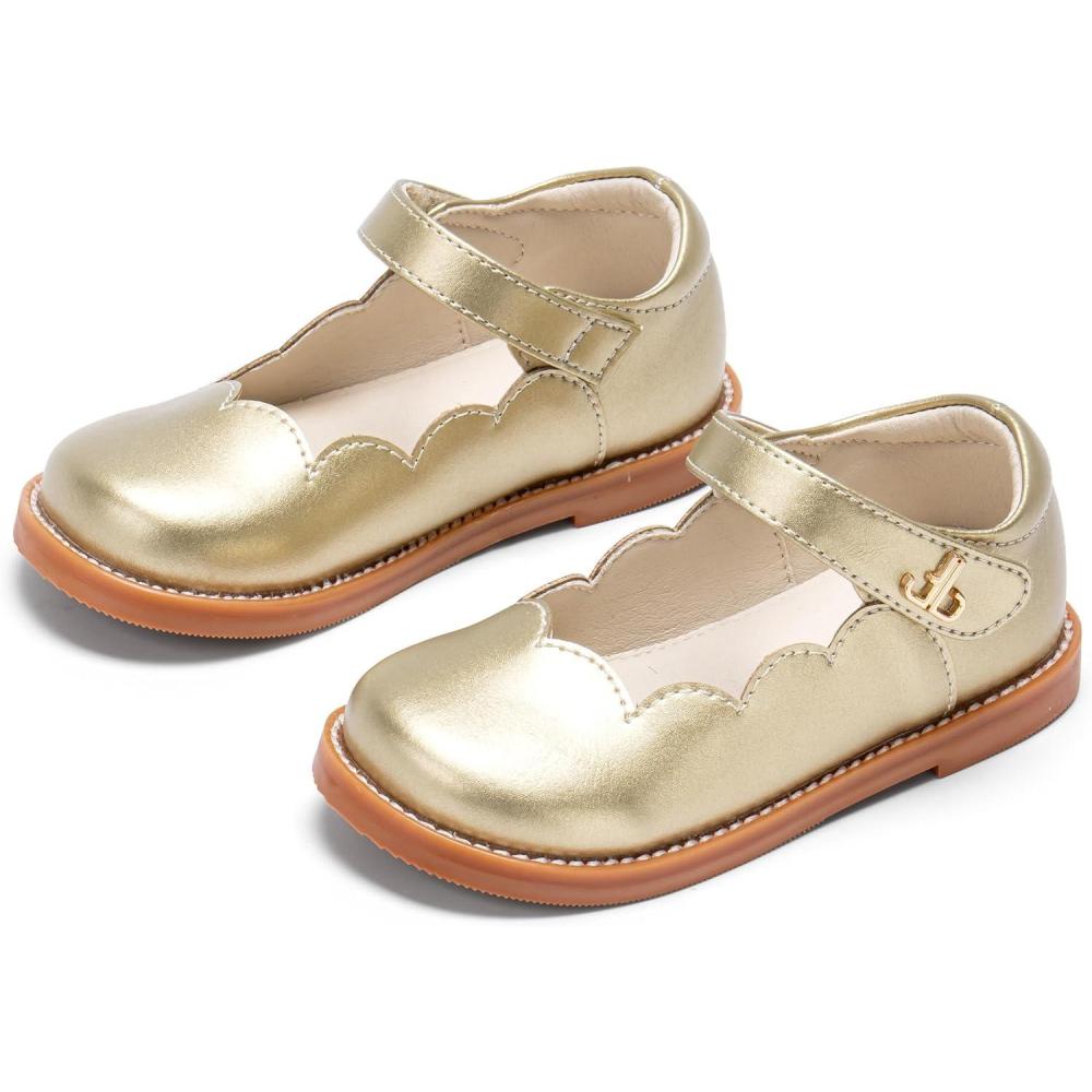 imageTHEE BRON Toddler Girls Mary Jane Shoes Enchanting Retro Etched Bloom OxfordsAx602royal Gold