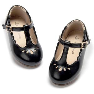 THEE BRON Girl’s T-Strap Flats Toddler/Little Kid Ballet Mary Jane Party Dress Shoes(Ag227-midnight Black)