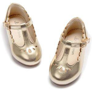 THEE BRON Girl’s T-Strap Flats Toddler/Little Kid Ballet Mary Jane Party Dress Shoes(Ag227-moonlit Gold)
