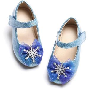 THEE BRON Mary Jane Ballet Flats – Girls’ Dress Shoes with Hook & Loop Closure(A2154-stardust Blue)