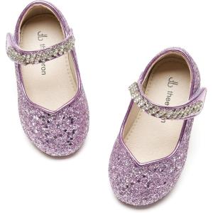THEE BRON Mary Jane Ballet Flats – Girls’ Dress Shoes with Hook & Loop Closure(Af452-lilac Purple)