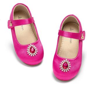 THEE BRON Mary Jane Ballet Flats – Girls’ Dress Shoes with Hook & Loop Closure(Af524-mirage Magenta)