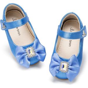 THEE BRON Mary Jane Ballet Flats – Girls’ Dress Shoes with Hook & Loop Closure(Af558-sapphire Blue)