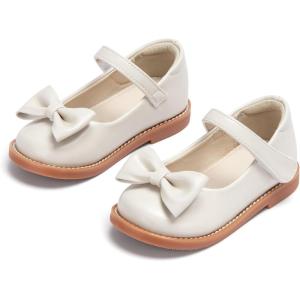 THEE BRON Toddler Girls Mary Jane Shoes Enchanting Retro Etched Bloom Oxfords(Ax302-buttercream Bow Apricot)