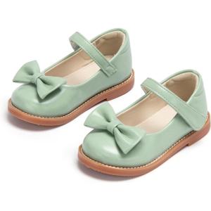 THEE BRON Toddler Girls Mary Jane Shoes Enchanting Retro Etched Bloom Oxfords(Ax302-minty Bow Green)