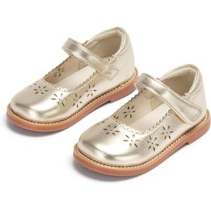 THEE BRON Toddler Girls Mary Jane Shoes Enchanting Retro Etched Bloom Oxfords(Ax306-moonlit Gold)