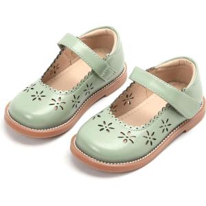 THEE BRON Toddler Girls Mary Jane Shoes Enchanting Retro Etched Bloom Oxfords(Ax306-pistachio Green)