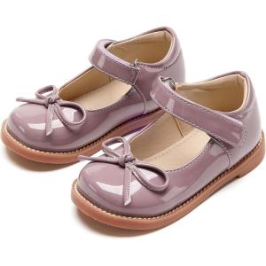 THEE BRON Toddler Girls Mary Jane Shoes Enchanting Retro Etched Bloom Oxfords(Ax402-purple)