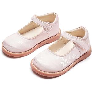 THEE BRON Toddler Girls Mary Jane Shoes Enchanting Retro Etched Bloom Oxfords(Ax404-blush Pink)