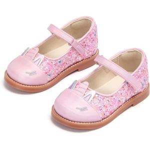 THEE BRON Toddler Girls Mary Jane Shoes Enchanting Retro Etched Bloom Oxfords(Ax412-candy Pink)