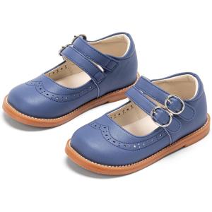 THEE BRON Toddler Girls Mary Jane Shoes Enchanting Retro Etched Bloom Oxfords(Ax470-cornflower Blue)