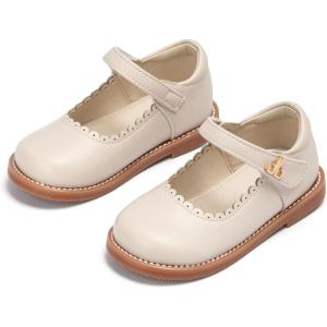 THEE BRON Toddler Girls Mary Jane Shoes Enchanting Retro Etched Bloom Oxfords(Ax506-creamy Apricot)