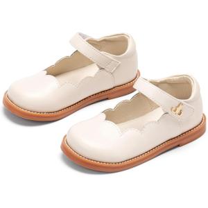 THEE BRON Toddler Girls Mary Jane Shoes Enchanting Retro Etched Bloom Oxfords(Ax602-cream Apricot)