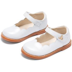 THEE BRON Toddler Girls Mary Jane Shoes Enchanting Retro Etched Bloom Oxfords(Ax602-frosted White)