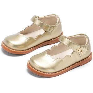 THEE BRON Toddler Girls Mary Jane Shoes Enchanting Retro Etched Bloom Oxfords(Ax602-royal Gold)