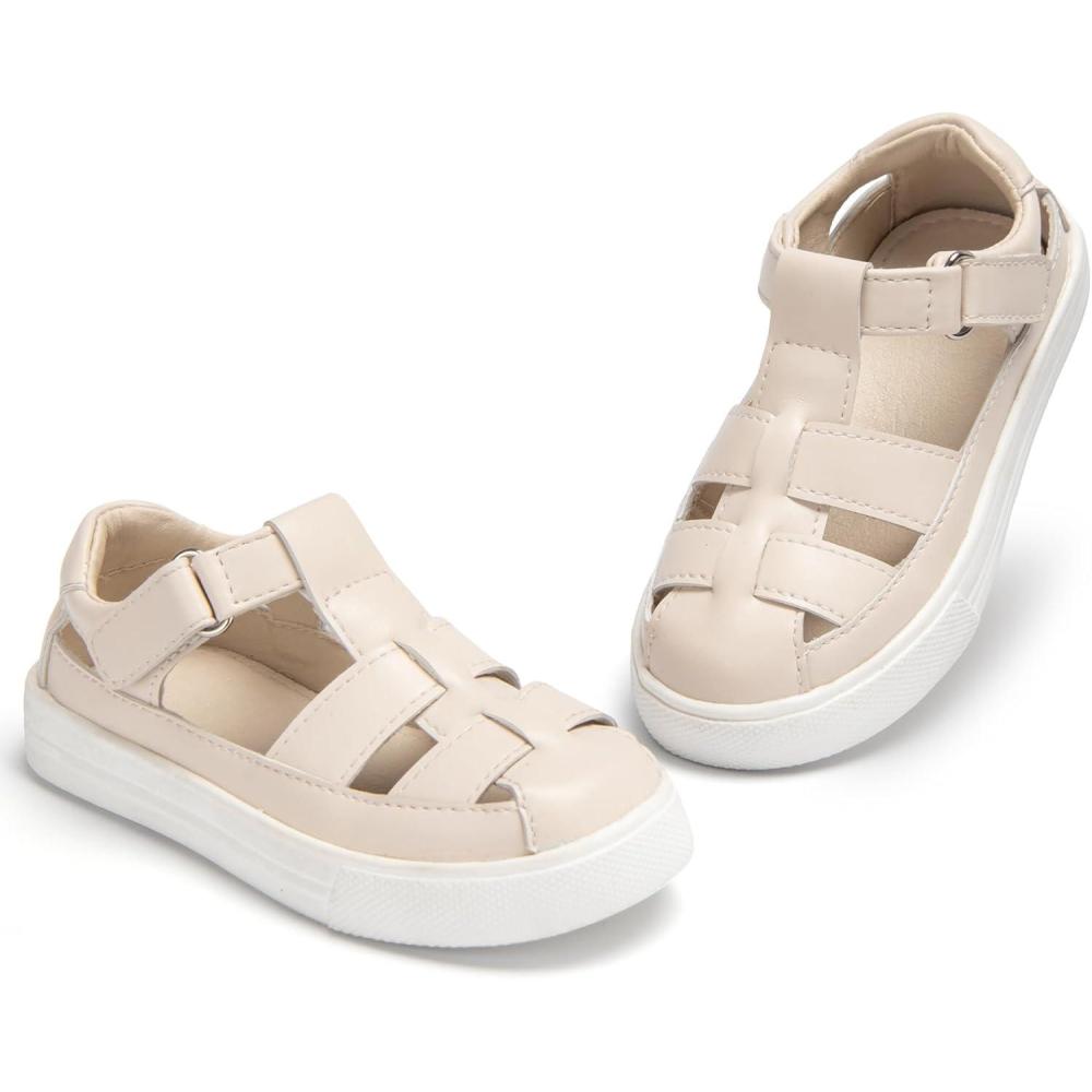imageTHEE BRON Toddler Boys Girls ClosedToe Sandals Summer Breathable Casual SneakerAs414creamy Beige