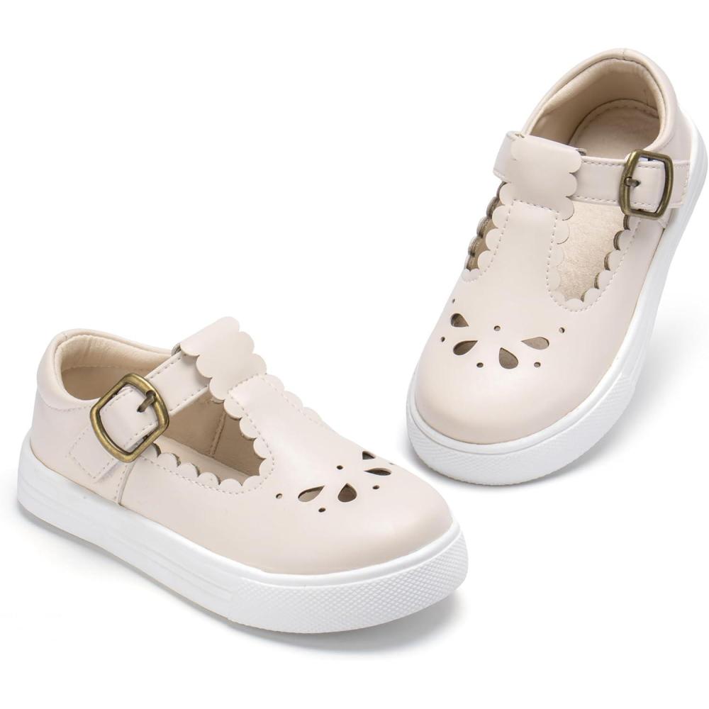 imageTHEE BRON Toddler Girls Casual Sneakers Stylish Comfy TStrap Everyday ShoesAs410vanilla Cream