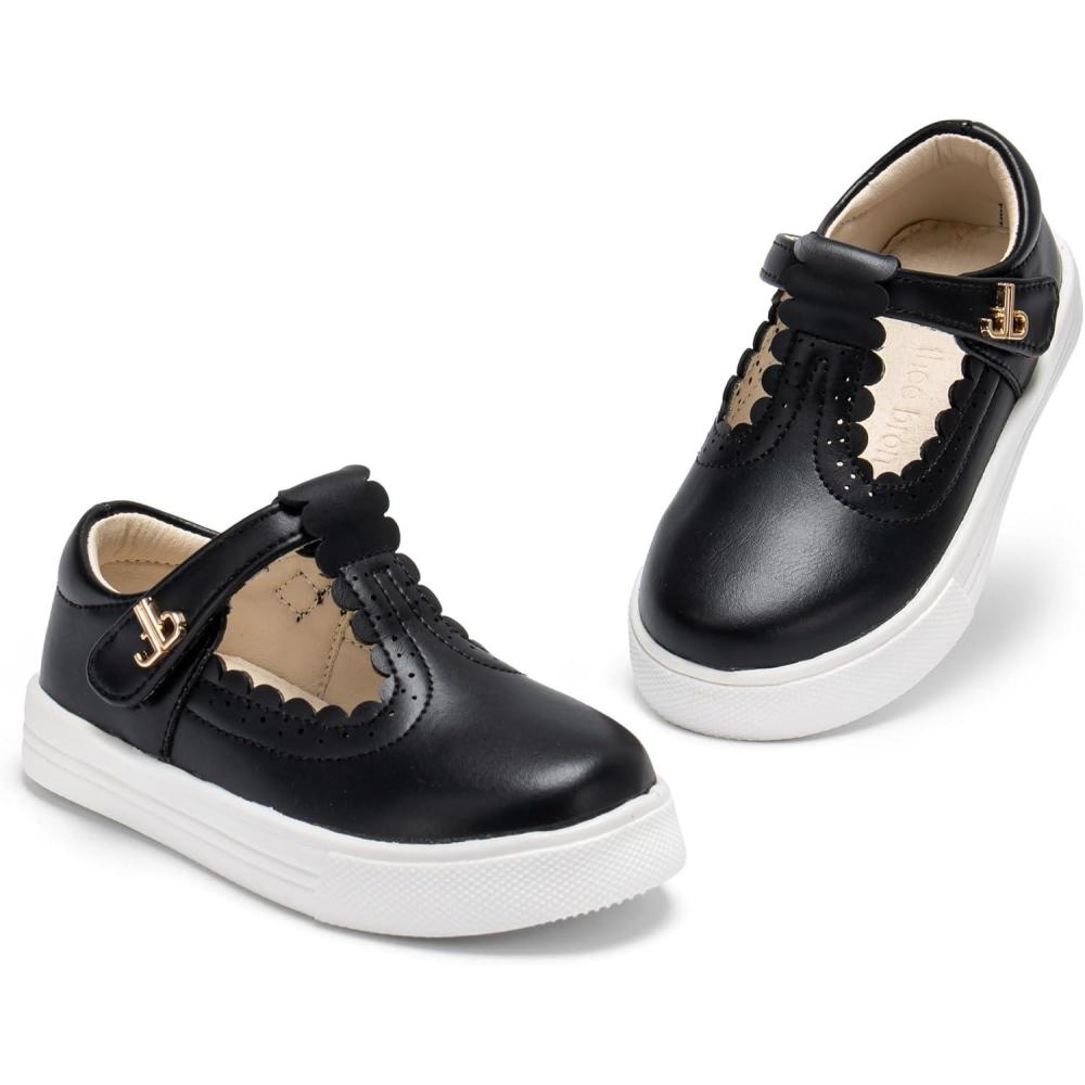 imageTHEE BRON Toddler Girls Casual Sneakers Stylish Comfy TStrap Everyday ShoesAs506midnight Black