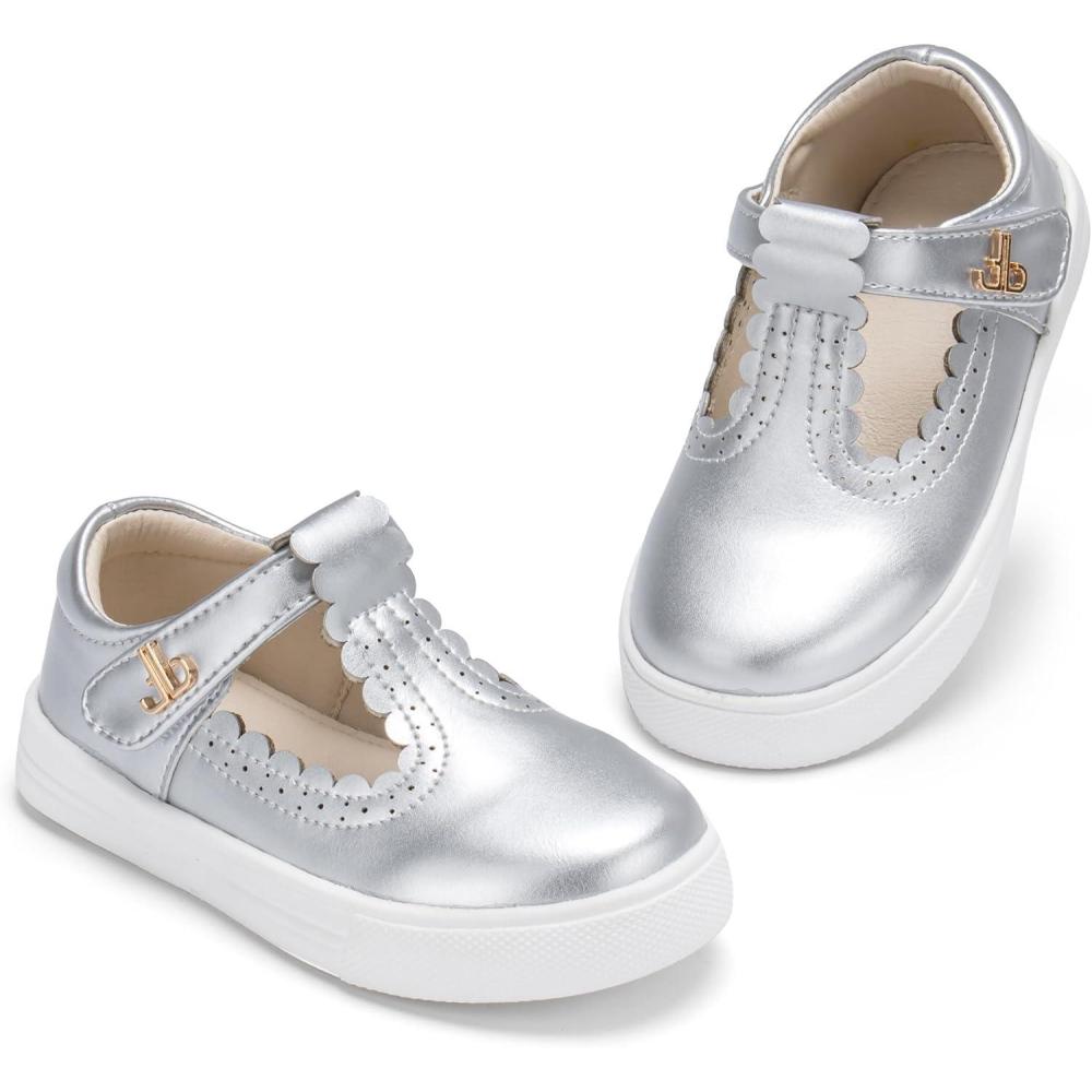 imageTHEE BRON Toddler Girls Casual Sneakers Stylish Comfy TStrap Everyday ShoesAs506moonlit Silver