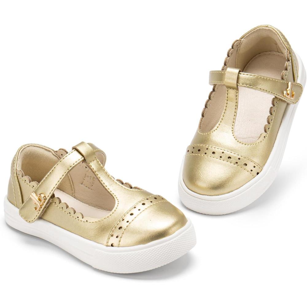 imageTHEE BRON Toddler Girls Casual Sneakers Stylish Comfy TStrap Everyday ShoesAs534glimmering Gold