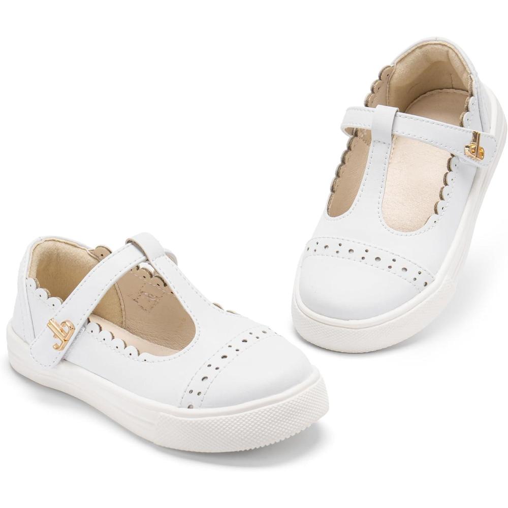 imageTHEE BRON Toddler Girls Casual Sneakers Stylish Comfy TStrap Everyday ShoesAs534mirror White