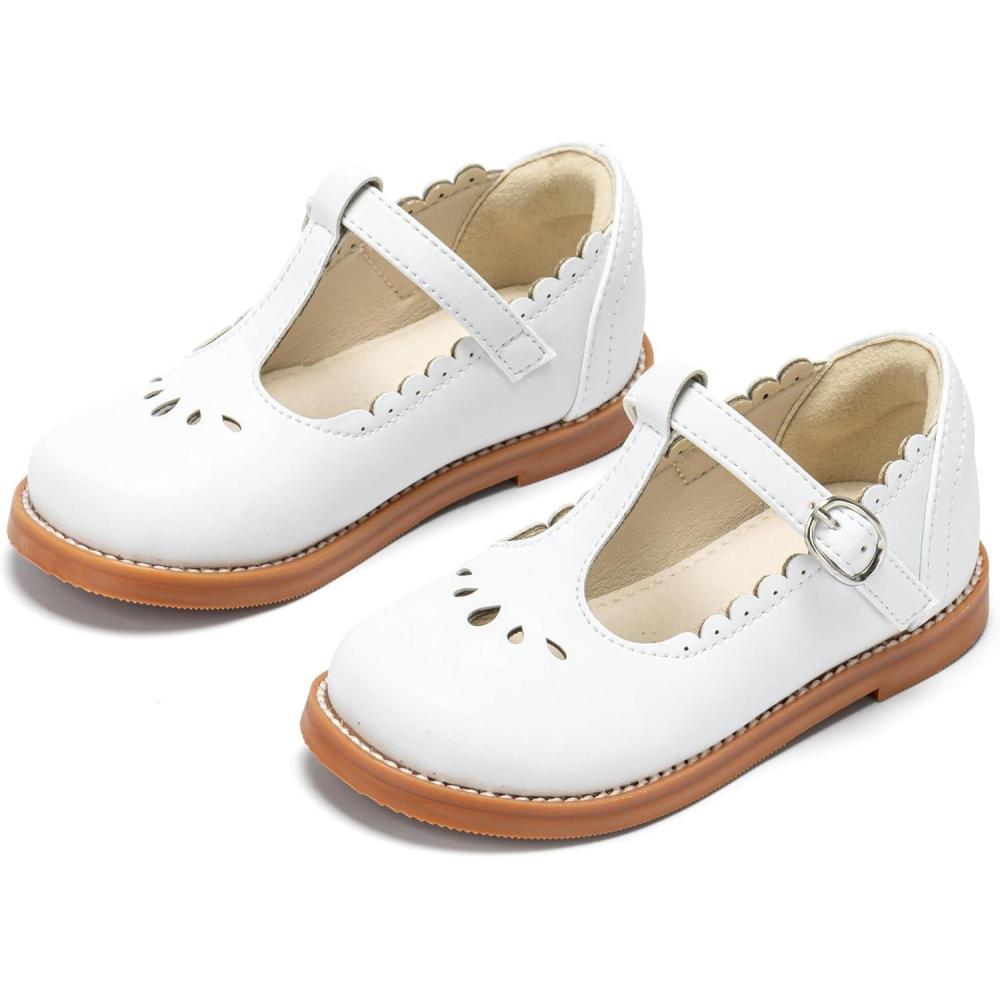 imageTHEE BRON Vintage Cutout Whispering Petal Filigree TStrap Mary Jane Oxfords for Little GirlsAx410cloud White