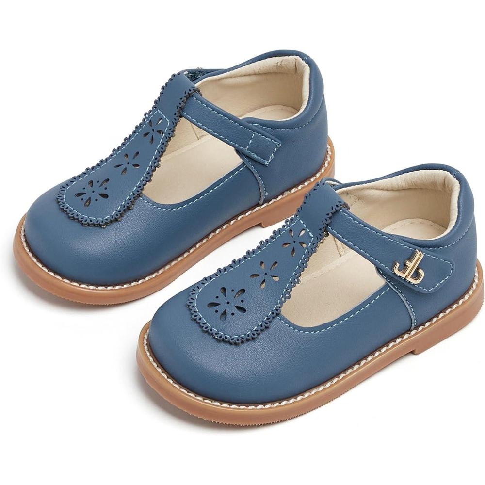 imageTHEE BRON Vintage Cutout Whispering Petal Filigree TStrap Mary Jane Oxfords for Little GirlsAx502cornflower Blue