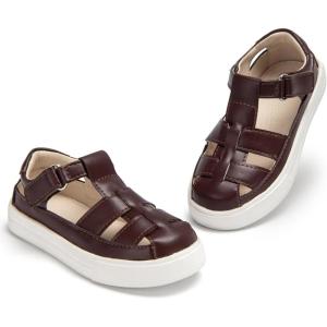 THEE BRON Toddler Boys Girls Closed-Toe Sandals Summer Breathable Casual Sneaker(As414-chocolate Brown)